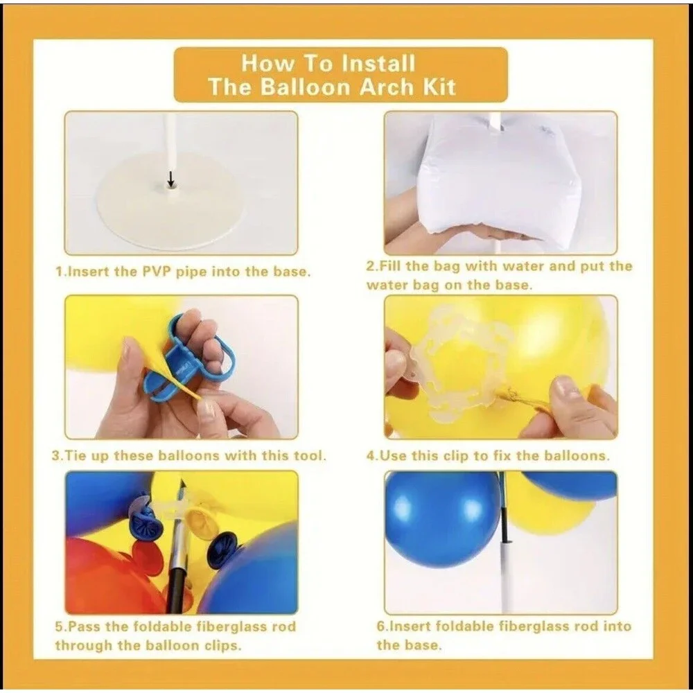 Balloon Arch Kit Adjustable Plastic Column Stand 10ft x 9ft Reusable DIY Decor